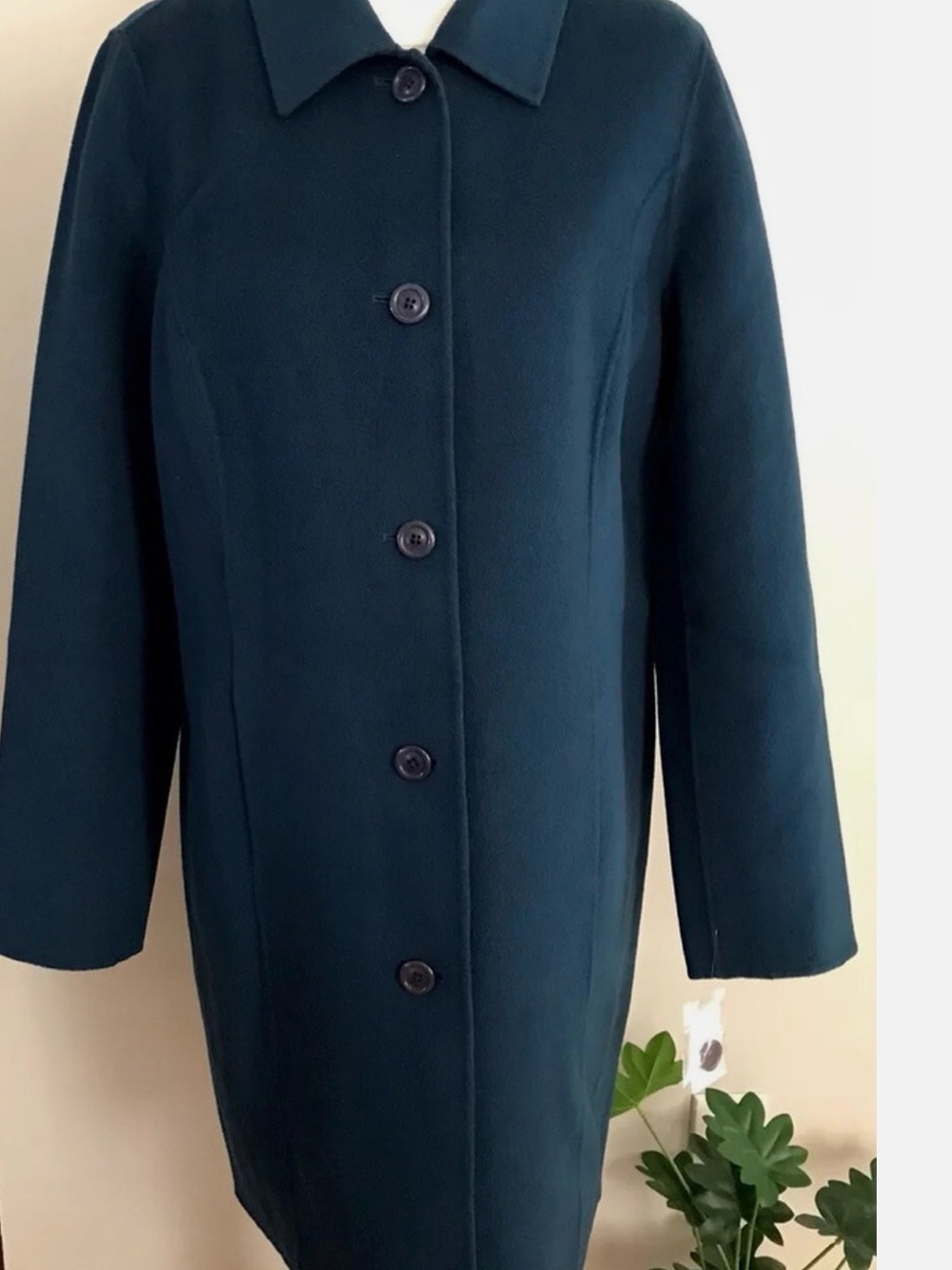 Sutton Studio Women's Teal Single-Breasted Wool-Blend Pea Coat